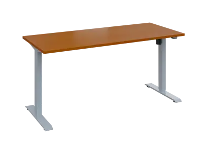 Flexi 27-16 výškově nastavitelný stůl, kovová podnož stříbrná, deska 25 mm, široký 1600 mm, třešeň šumavská